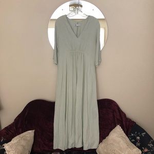 Zara Long Linen Dress in Sea Green
